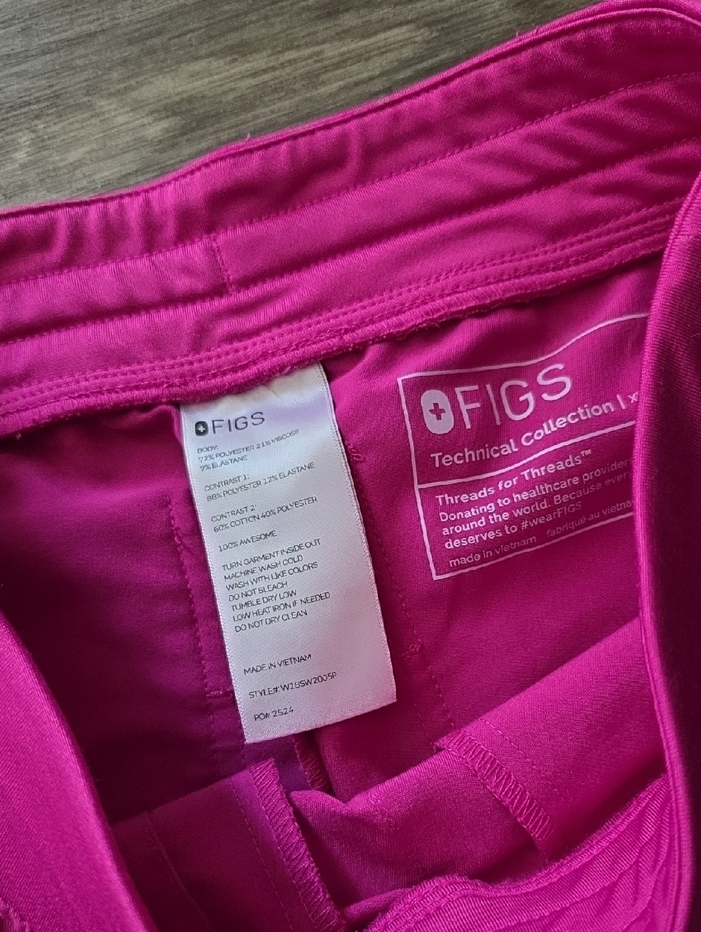 Figs Girls Hot Pink Jogger Pants with Blue Drawstring - Picture 3 of 9